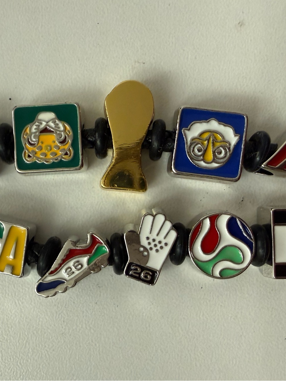 FIFA official Charm Braided Leather Bracelet - Multicolor Enamel Icons - Picture 5 of 14